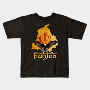 Eagle flying in front of Punjab map Kids T-Shirt